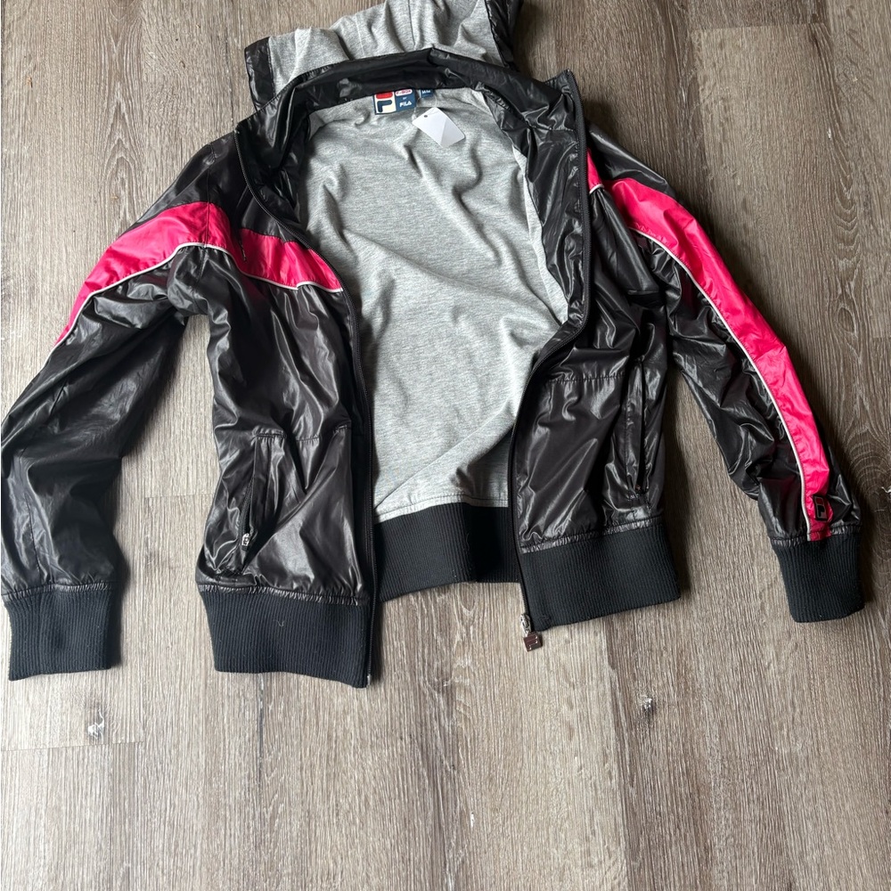 Vintage Fila Black and Pink Women's Jacket